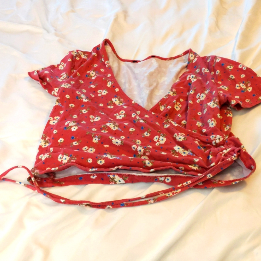 Red crossover shirt